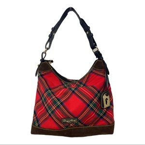 Dooney & Bourke Tartan Plaid Wool & Suede Hobo Bag